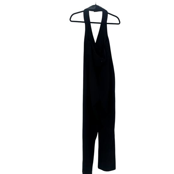 Aidan AIDAN MATTOX Wide Leg Black Crepe Tuxedo Jumpsuit Sleeveless Size 4 - Picture 8 of 12